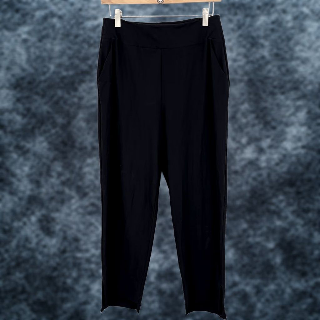 Vintage Aday Dress Pants Women M Straight High Rise Comfort Tech Office Pants Black Nylon Spandex Crepe Stretch Size 32" / US 10 / IT 46 - 1 Thumbnail