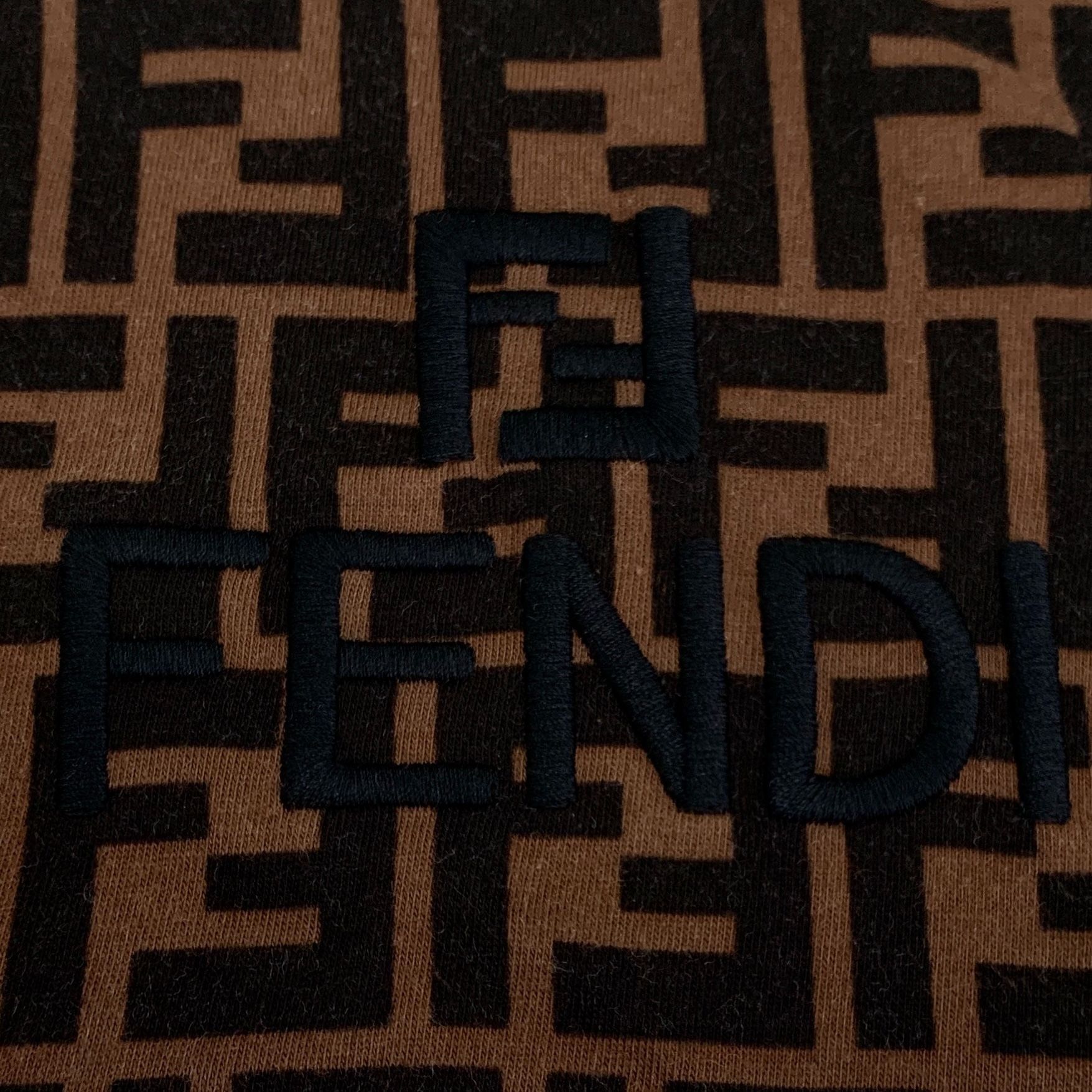 Fendi H14294 Fendi Logo Print Brown & Black Short Sleeve T-Shirt Size US XS / EU 42 / 0 - 6 Thumbnail