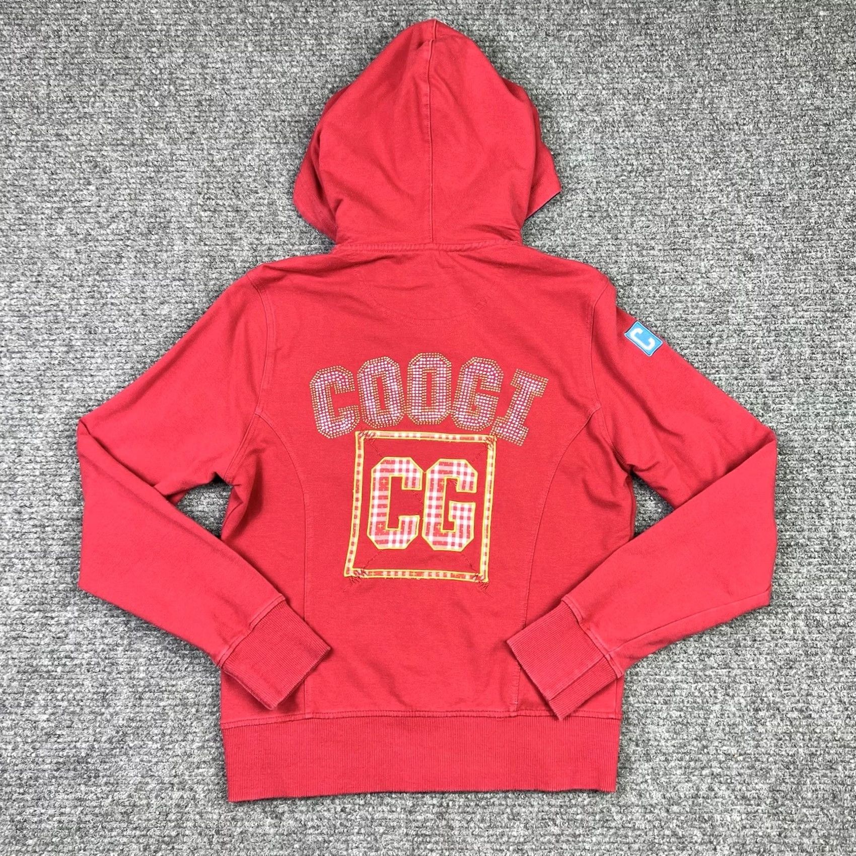 Coogi COOGI Jacket Womens Small Red Embroidered Rhinestone Zip Up Hoodie Stretch Knit Designer Size S / US 4 / IT 40 - 3 Thumbnail