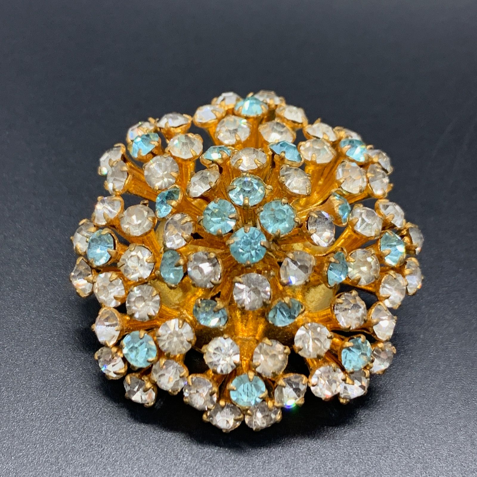Other Czechoslov Vintage Gold Tone Blue Rhinestone Brooch Set Size ONE SIZE - 7 Thumbnail