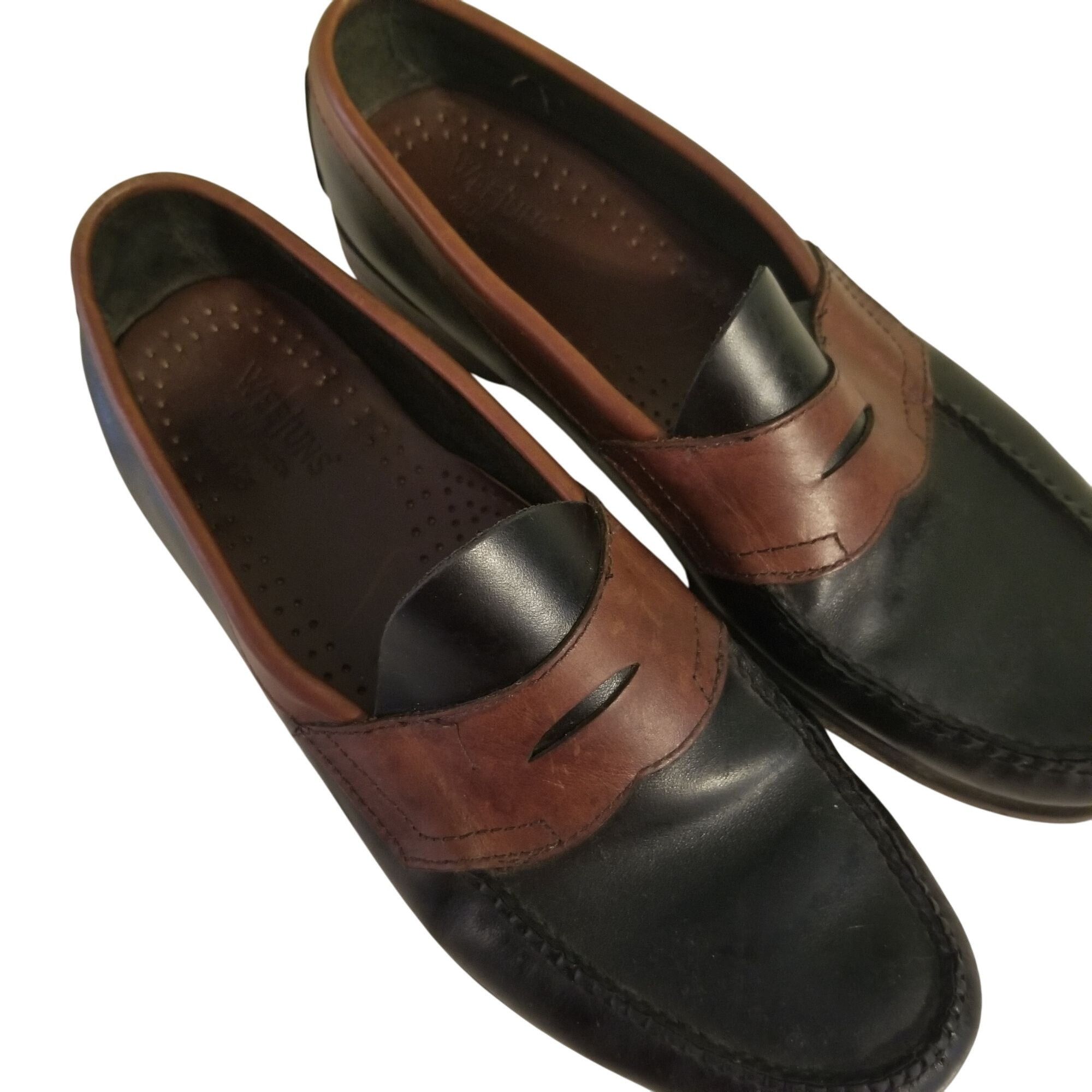 G.H. Bass & Co. Bass Weejuns 9D Brown Black 2 Tone Leather Penny Loafers CAR Size US 9 / EU 42 - 7 Thumbnail