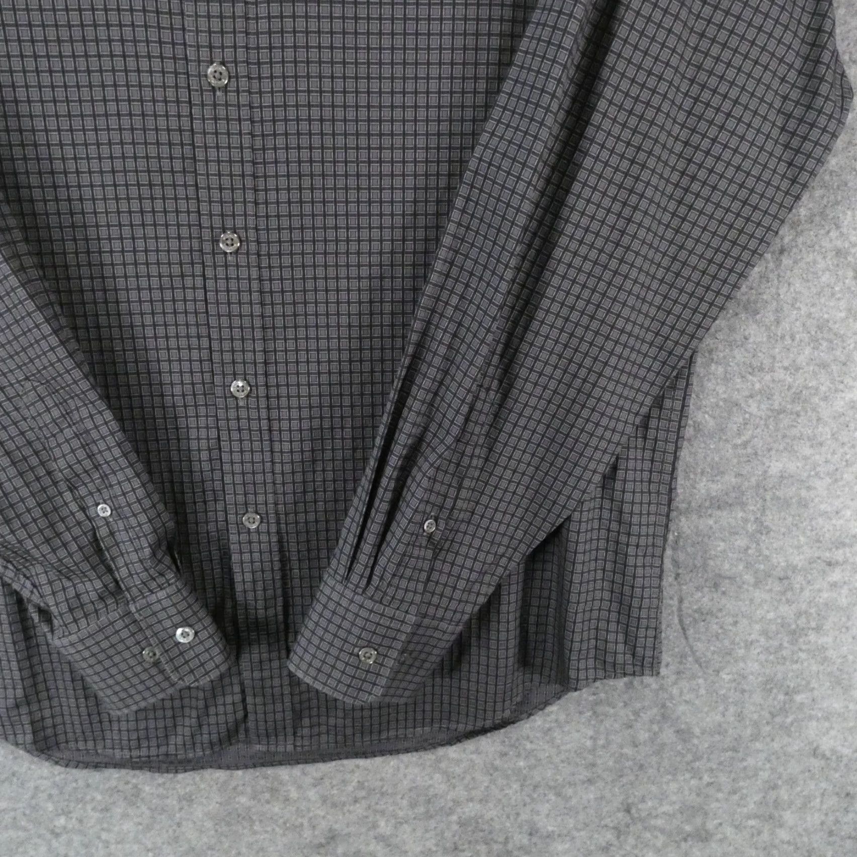 BUGATCHI Bugatchi Shirt Mens Large Classic Fit Long Sleeve Button Up Gray Plaid Size US L / EU 52-54 / 3 - 5 Thumbnail