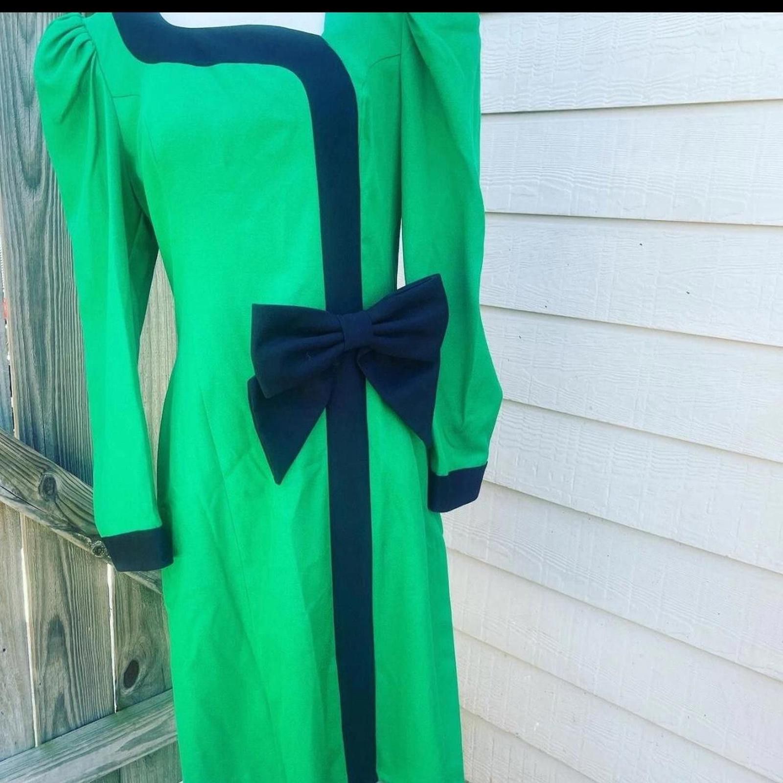 Other Unique vintage 80s green and black dress Size L / US 10 / IT 46 - 1 Thumbnail
