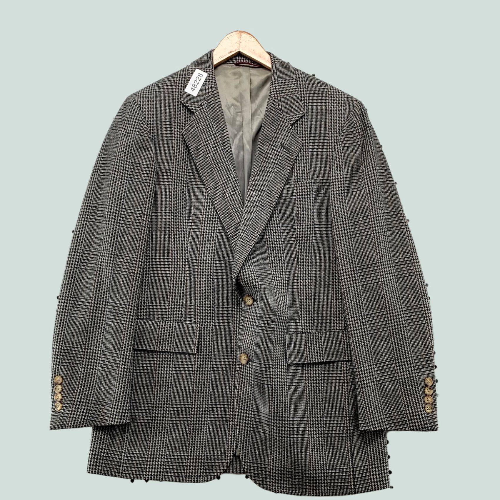 Hart Schaffner Marx Hart Schaffner Marx Blazer Men 36 Herringbone Gray Tweed Wool 2 Piece 90s Vintage Size 36R - 1 Thumbnail