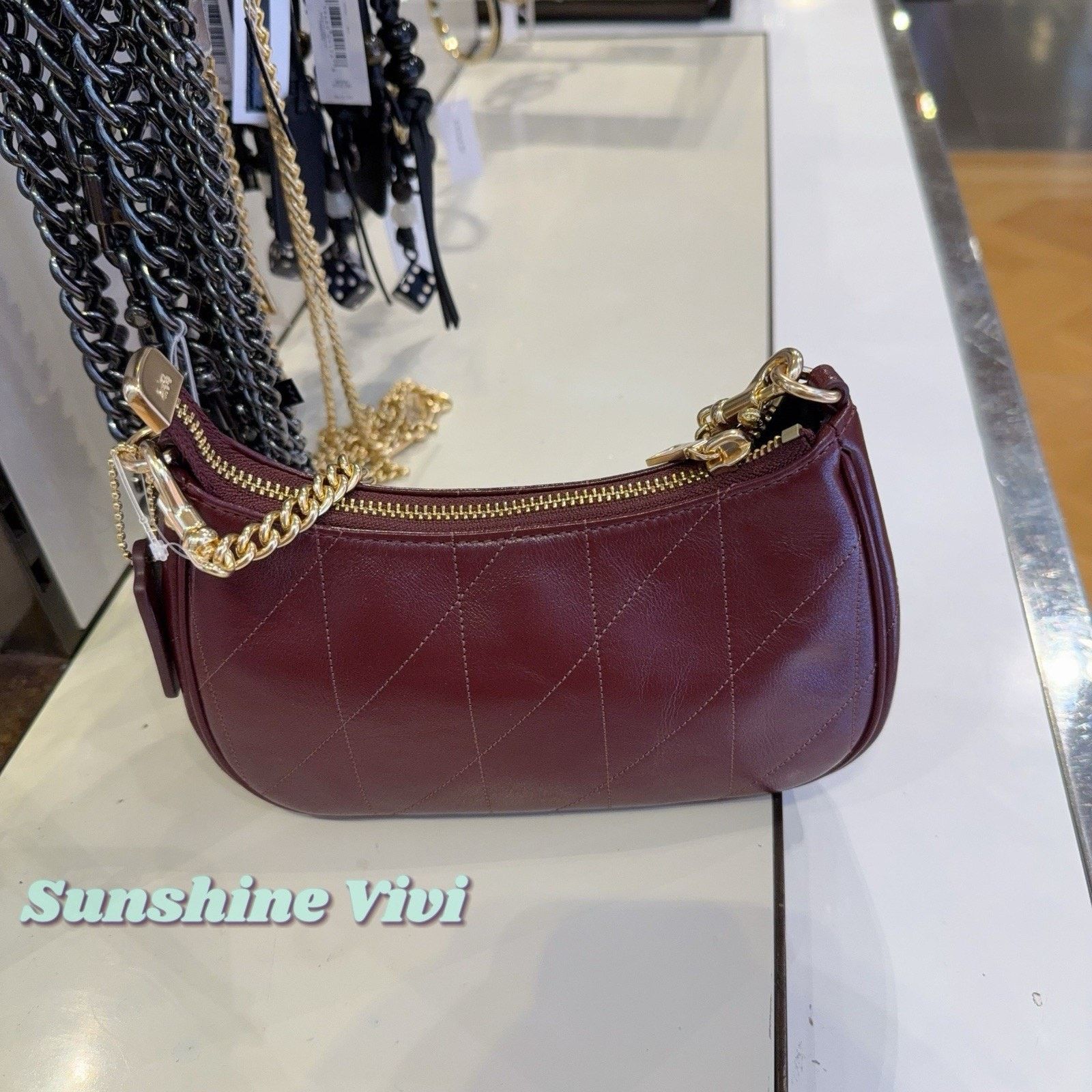 Coach NWT Coach Teri Mini Crossbody Bag Quilting CDP30 Dark Wine Size ONE SIZE - 6 Thumbnail