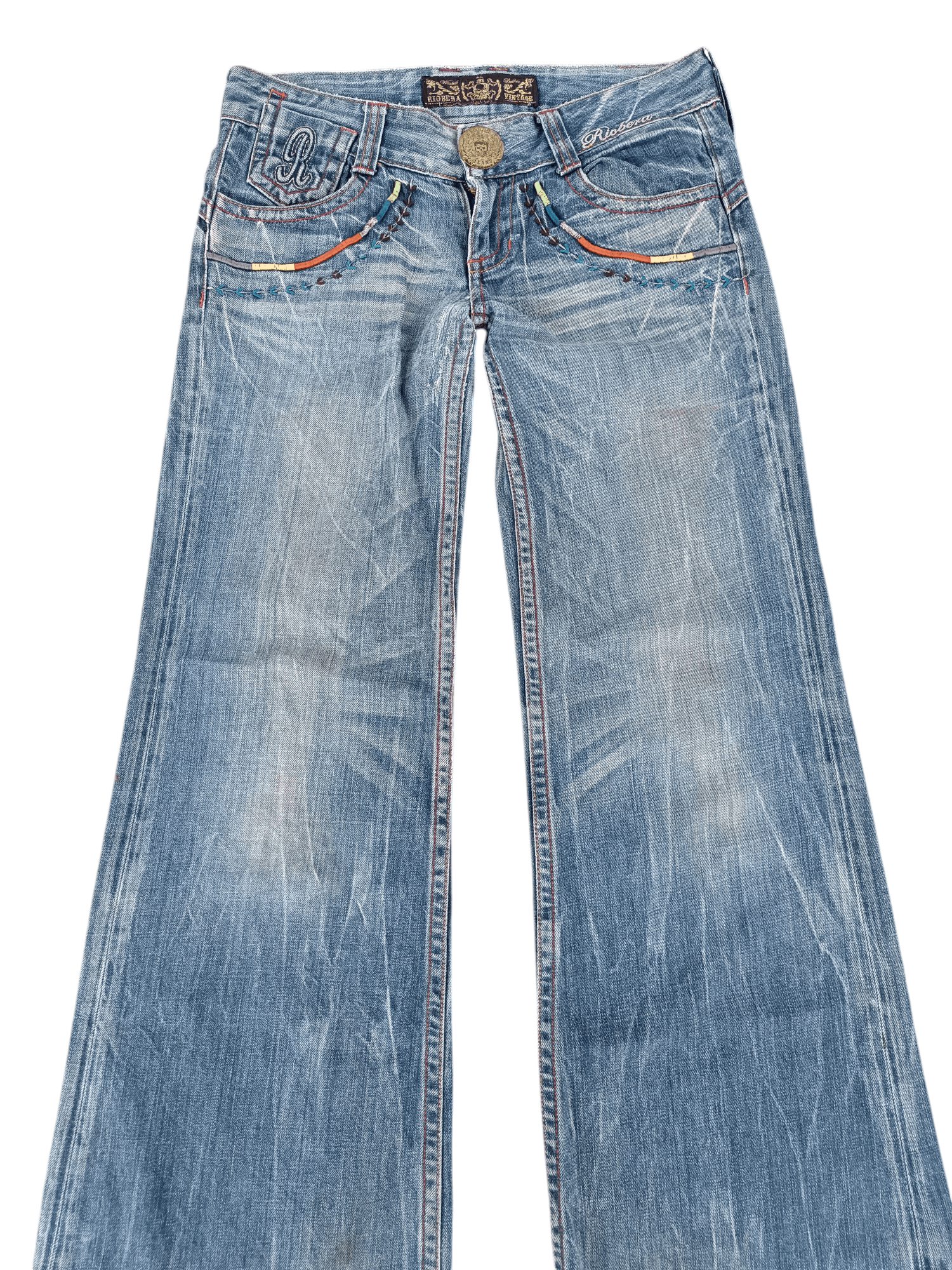 Other 🇯🇵 RIOBERIO SUPER FLARED EMBROIDERED DENIM PANTS Size US 30 / EU 46 - 8 Thumbnail
