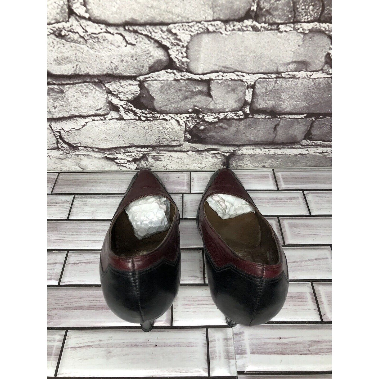 Other Bill Valentine VTG Burgundy Leather Slip On Classic Heels Wo Size US 7 / IT 37 - 6 Thumbnail
