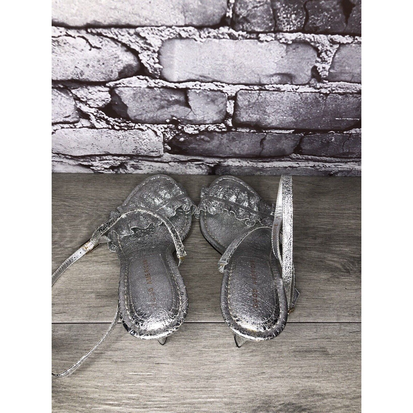 Other GOOD AMERICAN Metallic Silver Leather Strap Heeled Sandals W Size US 7 / IT 37 - 5 Thumbnail