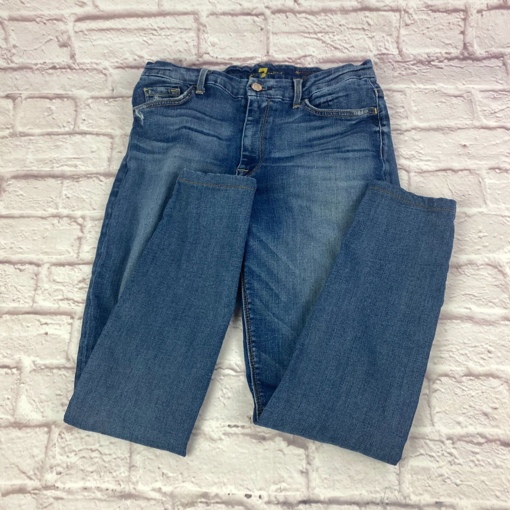7 For All Mankind VINTAGE 7 For All Mankind Womens High Waist Skinny Jeans 29 Blue Stretch Ankle - Mens? Size 29" - 2 Thumbnail
