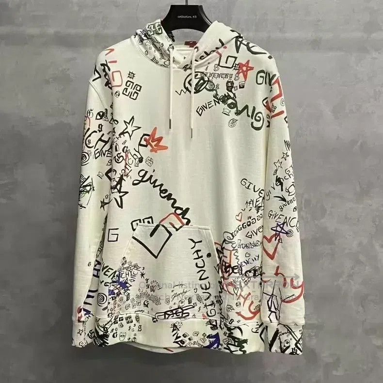 Givenchy Givenchy Beige Graffiti Pattern Logo Hoodie Size US M / EU 48-50 / 2 - 1 Thumbnail