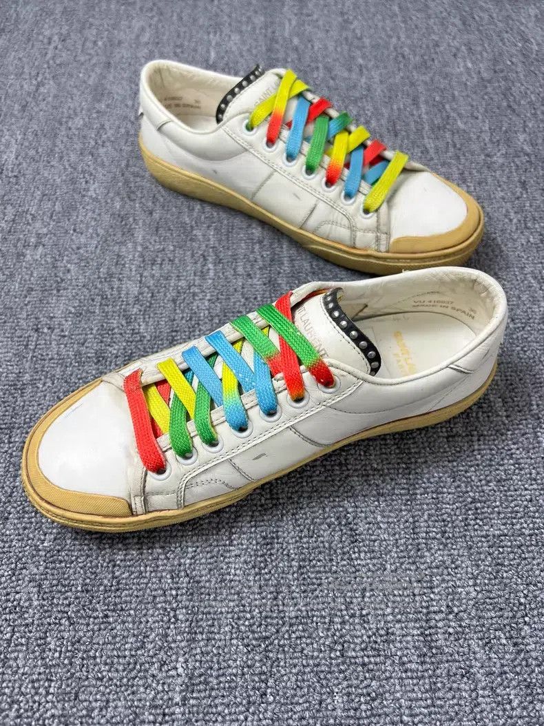 Saint Laurent Paris Saint Laurent Paris Rainbow Shoelaces Distressed Rivet Boa Size US 5.5 / IT 35.5 - 4 Thumbnail