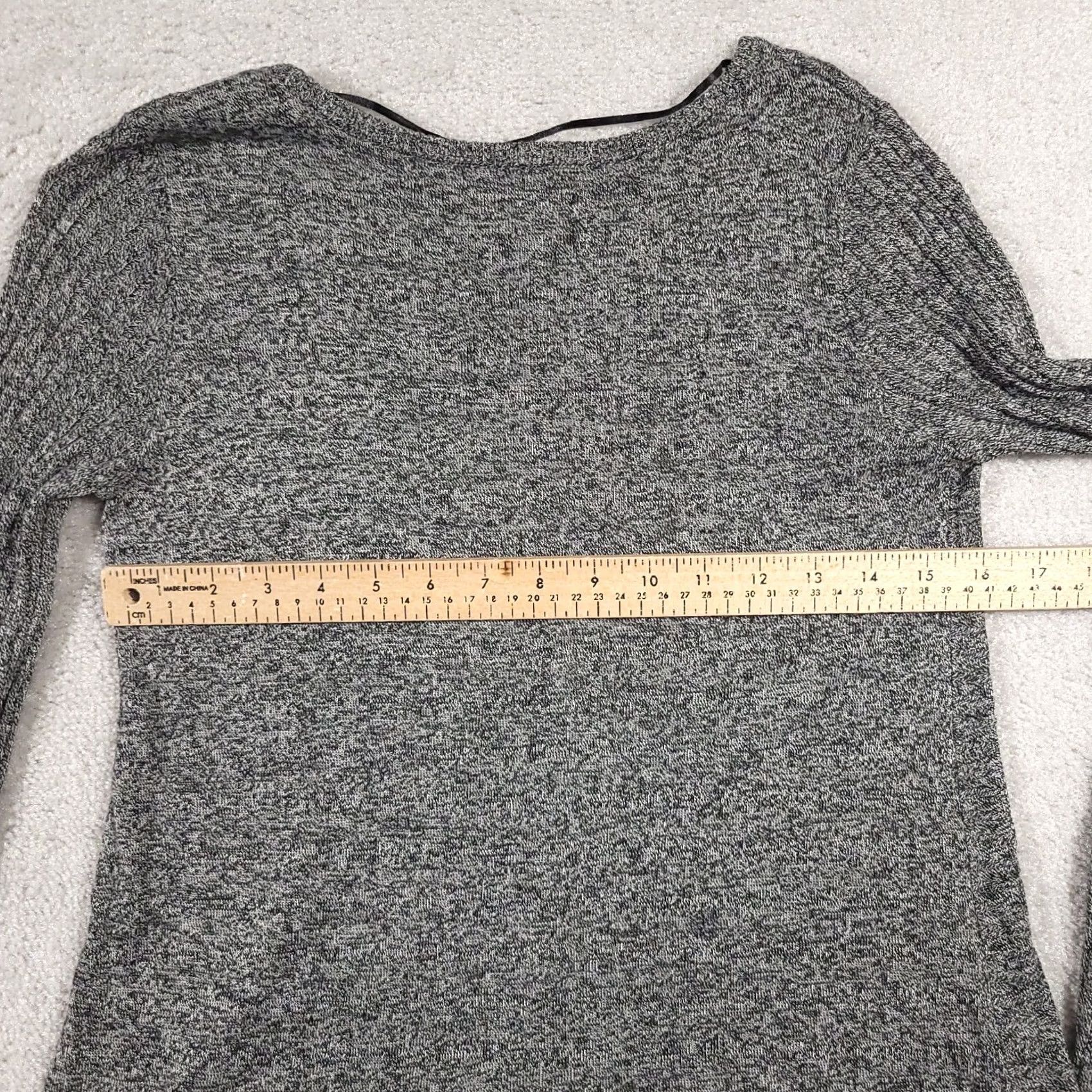 Apt. 9 Apt. 9 Sweater Women's Small Gray Round Neck Slit Stretch Long Sleeve Knit Size S / US 4 / IT 40 - 6 Thumbnail