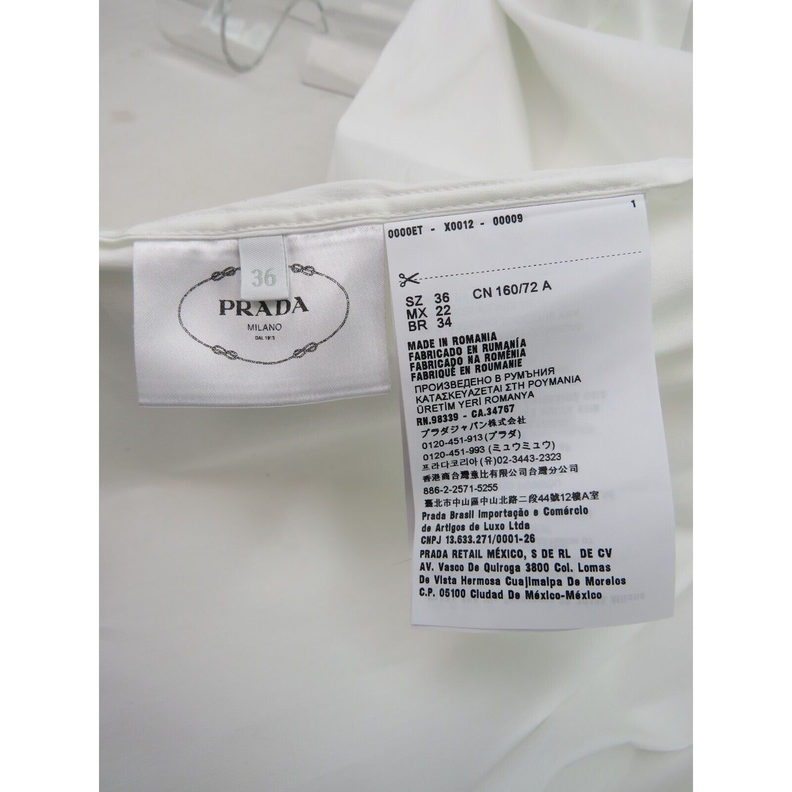 Prada PRADA DNA634 WHITE LONG SLEEVE FORMAL POPLINE BLOUSE 36 2 Size XS / US 0-2 / IT 36-38 - 9 Thumbnail