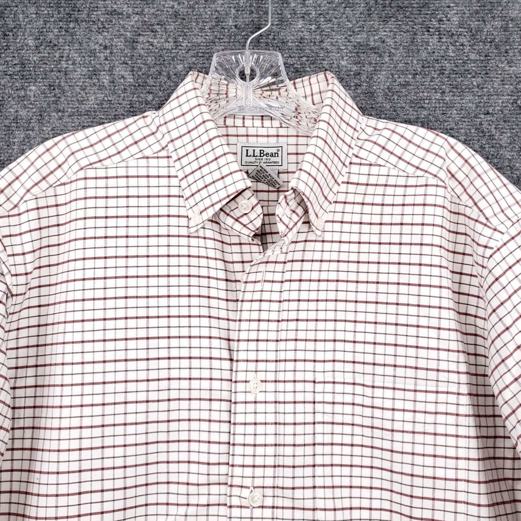 Vintage LL Bean Shirt Mens 15 34 White Plaid Wrinkle Resistant Button Down Dress Preppy Size 40R - 3 Thumbnail