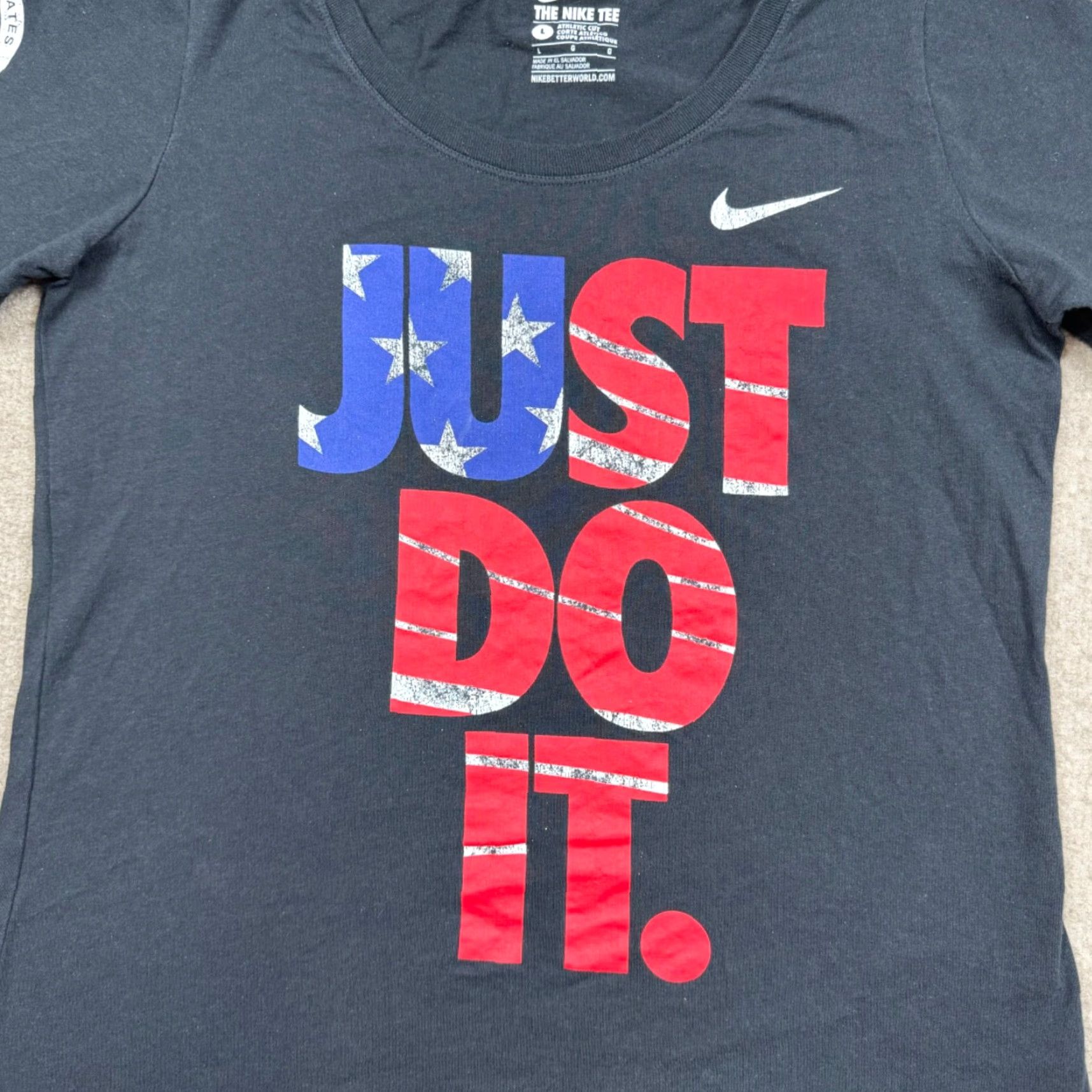Nike Nike T Shirt Shirt Women L Black USA Stars Stripes Logo Nike Basketball Activewear Casual 90s/2000s? Size L / US 10 / IT 46 - 4 Thumbnail