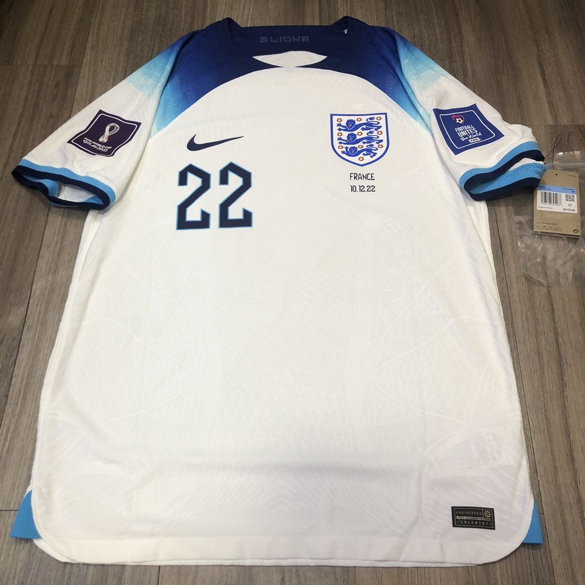 Nike England world cup 2022 player issue shirt #22 Bellingham Size US M / EU 48-50 / 2 - 1 Thumbnail