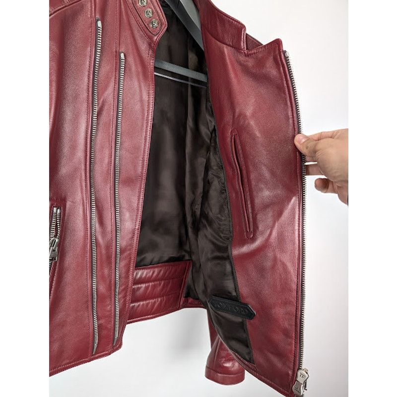Tom Ford o1rshd1 Leather Jacket in Burgandy Size US L / EU 52-54 / 3 - 11 Thumbnail