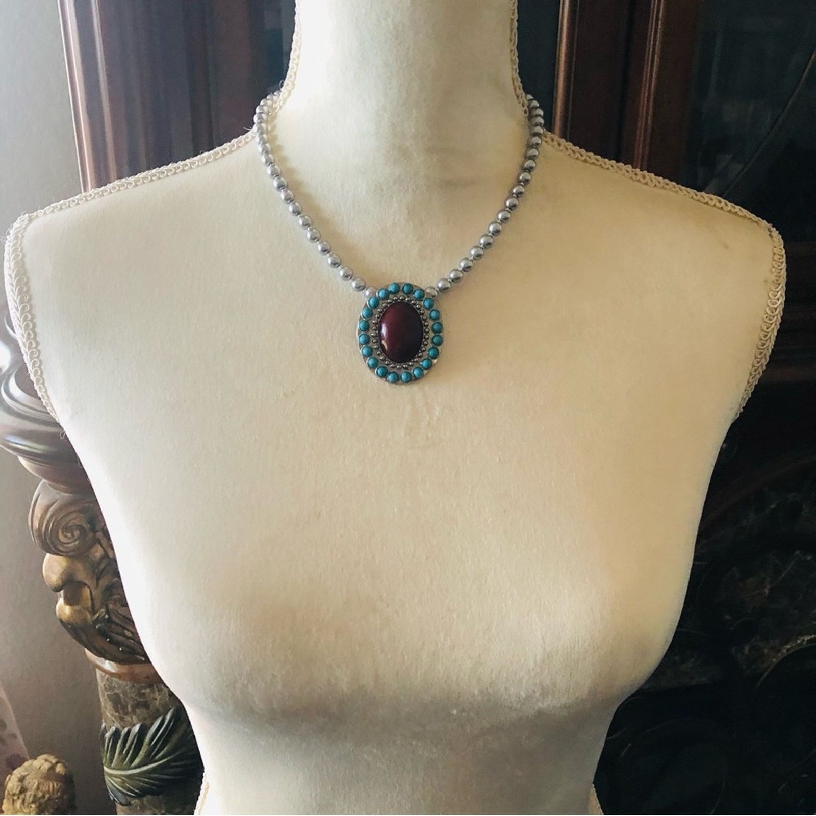 Handmade Handcrafted repurpose vintage southwest Pearl necklace Size ONE SIZE - 5 Thumbnail