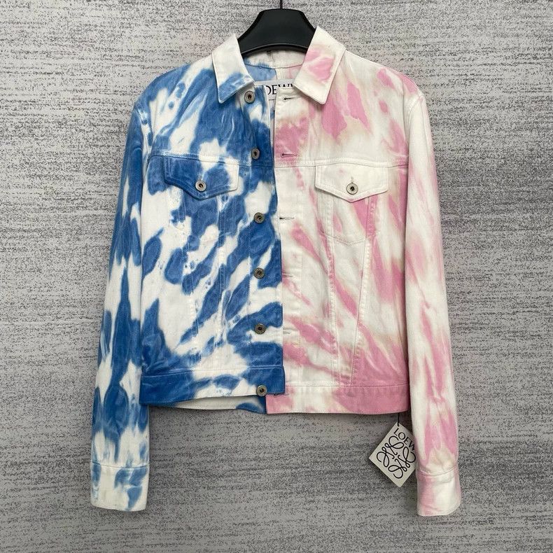 LOEWE Irregular patchwork tie-dye denim jacket