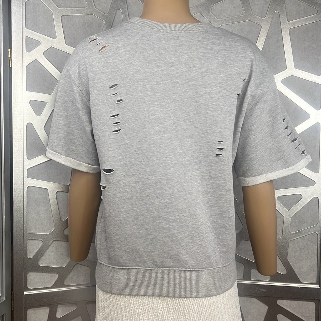 Other Honey Punch Distressed Short Sleeves Gray Sweat Shirt S Size S / US 4 / IT 40 - 6 Thumbnail