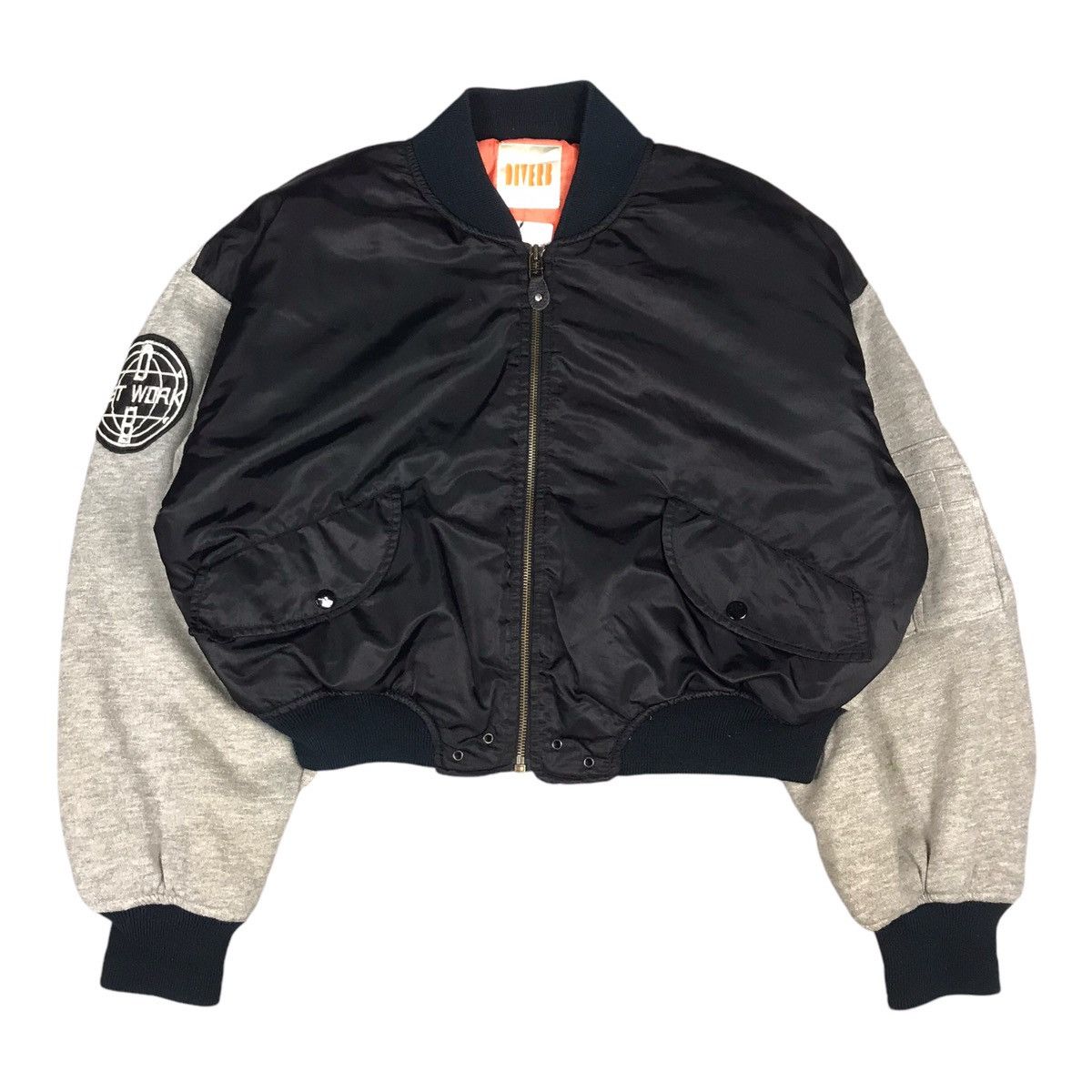 NET WORK JAPANESE BOMBER JACKET CROPPED STYLE