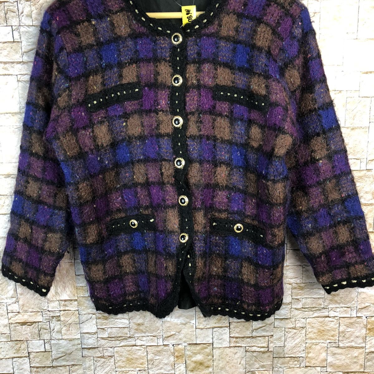 Vintage Japanese Brand Purple Cardigan Knitwear #A680 Size M / US 6-8 / IT 42-44 - 3 Thumbnail