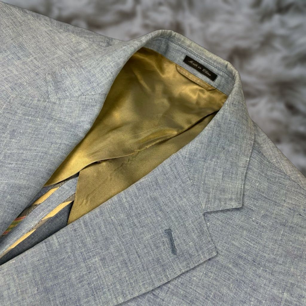 Vintage Ibiza Men's 100% Linen 2-Button Blazer Blue 44R US Size 44R - 1 Thumbnail