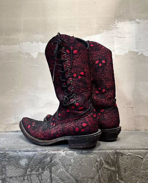 Number (N)ine Number (N)ine 05SS Skull Spider Pointed-Toe Long Boots Size US 6 / EU 39 - 4 Thumbnail