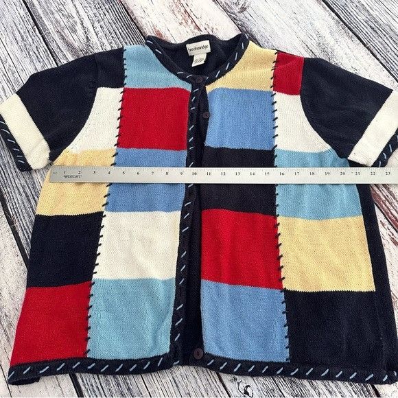 Vintage Vintage Breckenridge Patchwork-Like Knit Cardigan Sweater Size L / US 10 / IT 46 - 5 Thumbnail