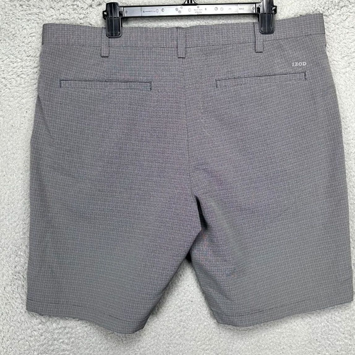 Izod IZOD Chino Golf Shorts Mens 38 Gray Pin Check Flat Front Stretch Pocket Athletic Size US 38 / EU 54 - 2 Thumbnail
