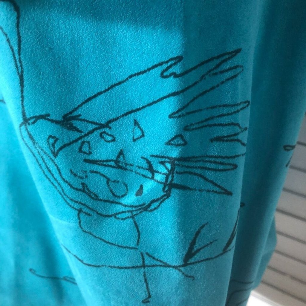 Chicos shirt teal aqua faux suede stick animal Avant Garde Sz L (3) Size L / US 10 / IT 46 - 11 Thumbnail