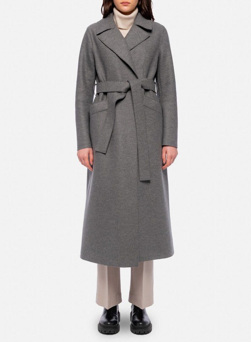 Harris Wharf London o1s22i1n1024 Pressed Wool Long Coat in Grey Size M / US 6-8 / IT 42-44 - 2 Thumbnail