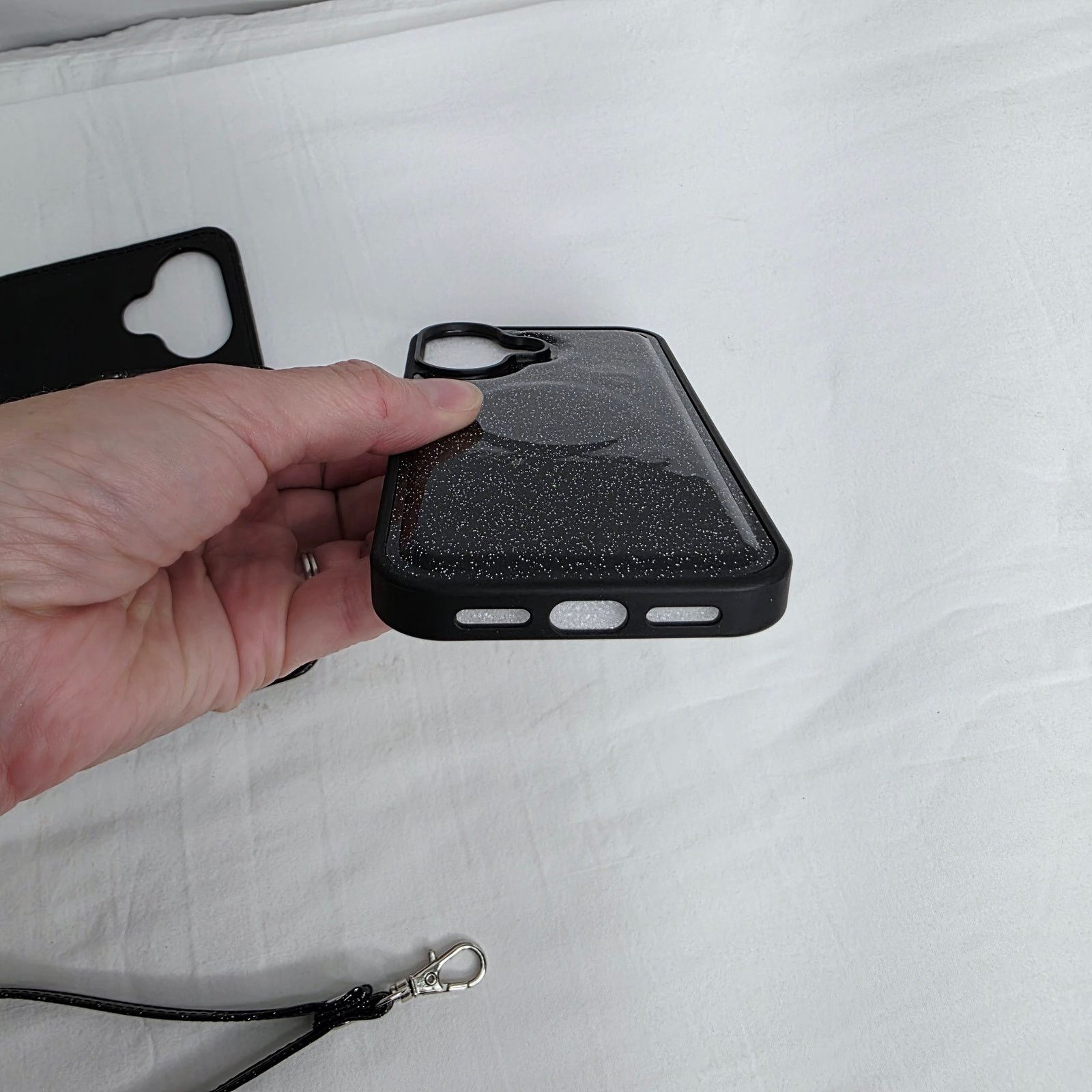 Other iPhone 16 Pro Black Glitter Phone Case W Detachable Wallet Size ONE SIZE - 6 Thumbnail