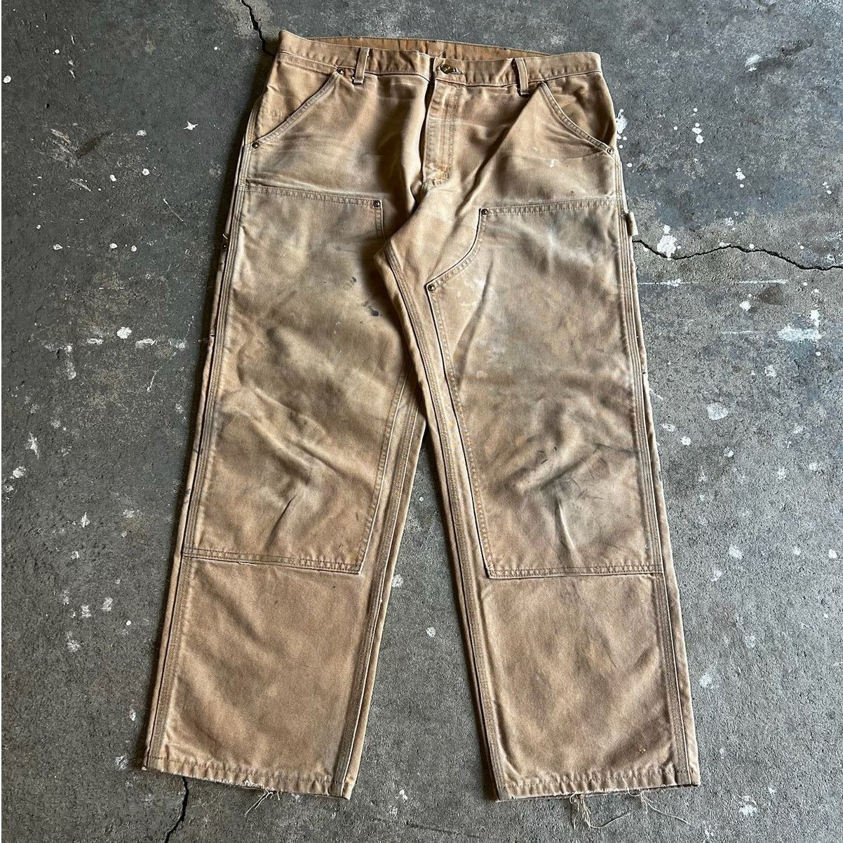 Carhartt × Vintage Carhartt faded brown double knee work wear carpenter pants Size US 35 - 1 Thumbnail