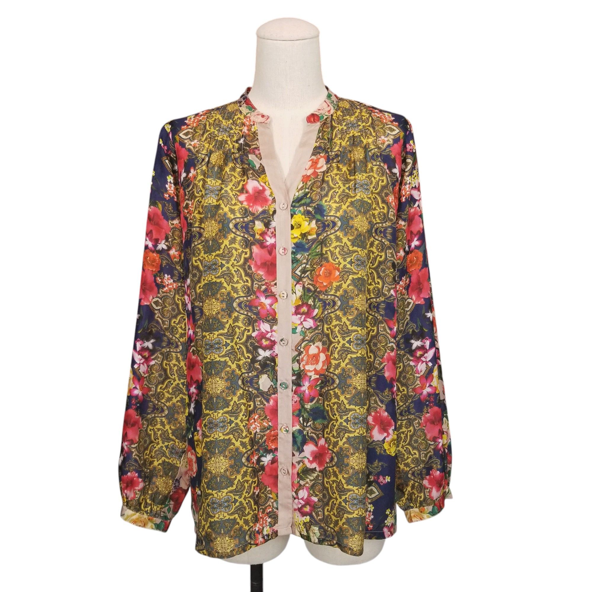 Johnny Was Rosey Tate 100% Silk Blouse Size XS / US 0-2 / IT 36-38 - 1 Thumbnail