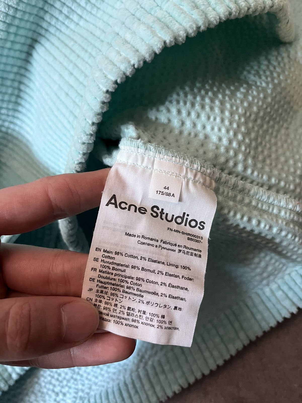 Acne Studios Acne Studios Corduroy mint cotton overshirt light jacket Size US M / EU 48-50 / 2 - 9 Thumbnail