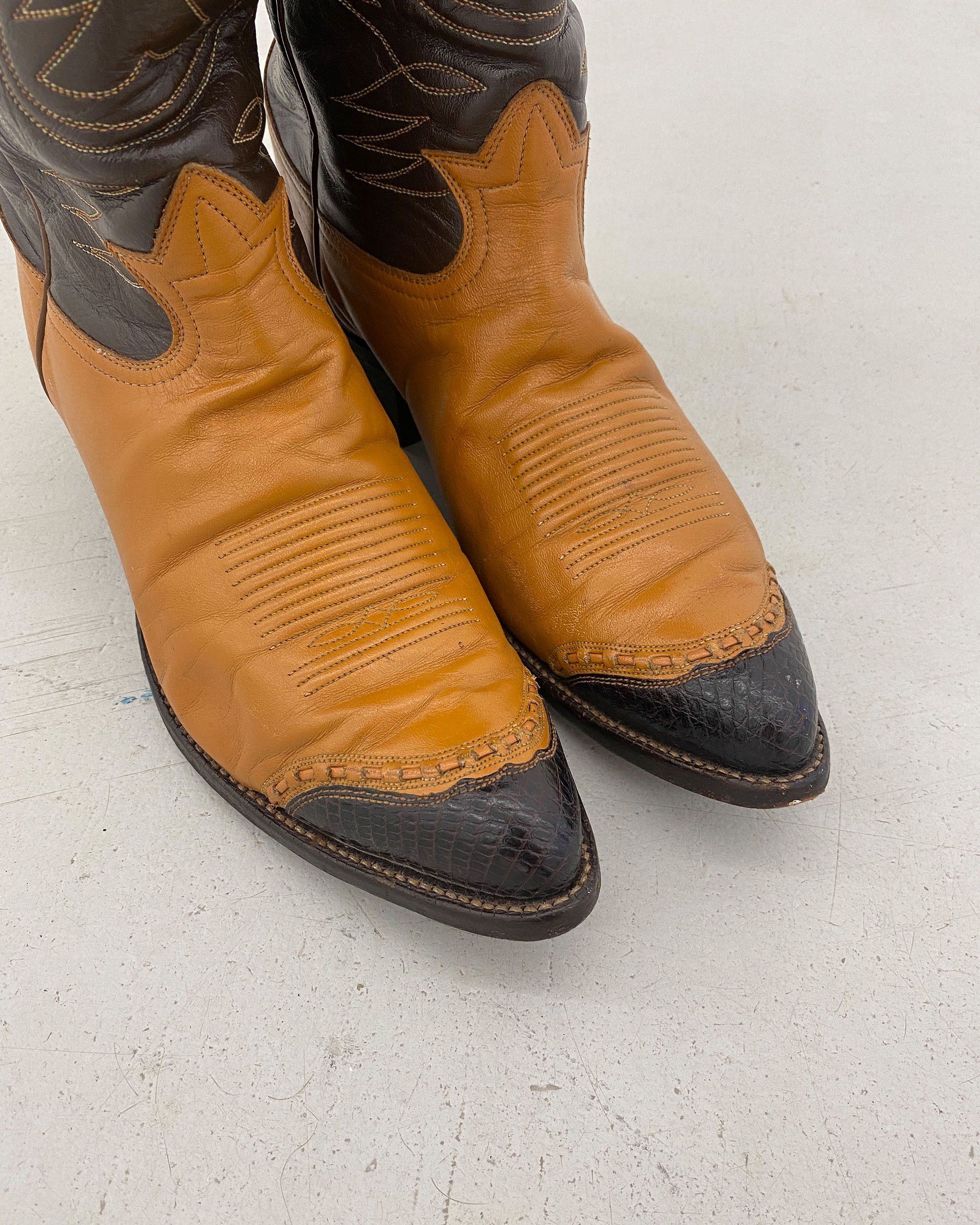 Tony Lama 1990s Two Tone Cowboy Boots Size US 8.5 / EU 41-42 - 4 Thumbnail