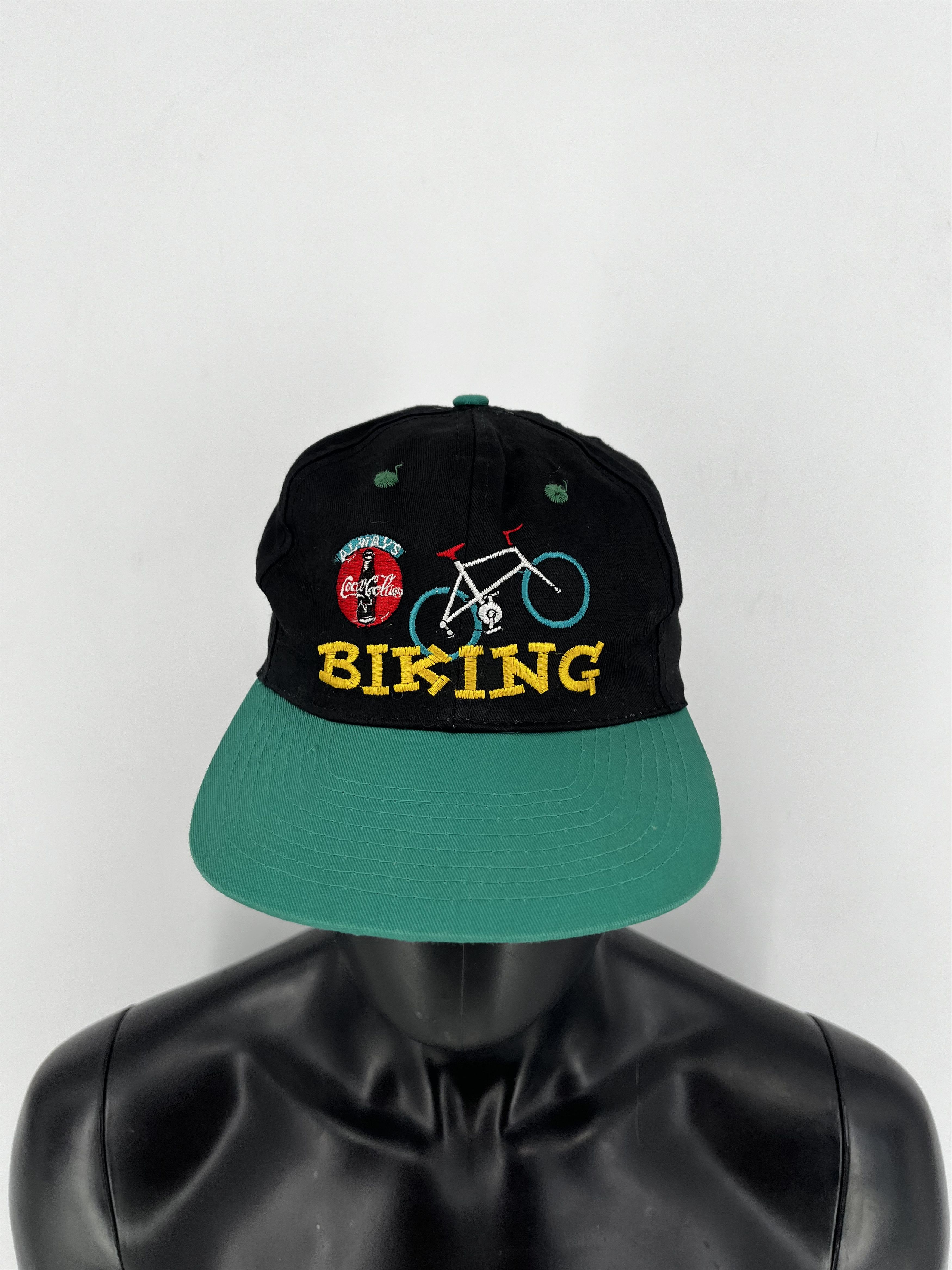 Coca Cola Vintage COCA-COLA Biking Cap One Size Black Green Big Log Size ONE SIZE - 1 Thumbnail