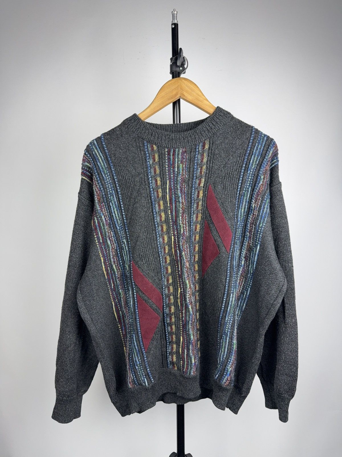 Piattelli Vintage 90s Piattelli Roma Italian Retro Wool Knit Sweater Size US L / EU 52-54 / 3 - 1 Thumbnail