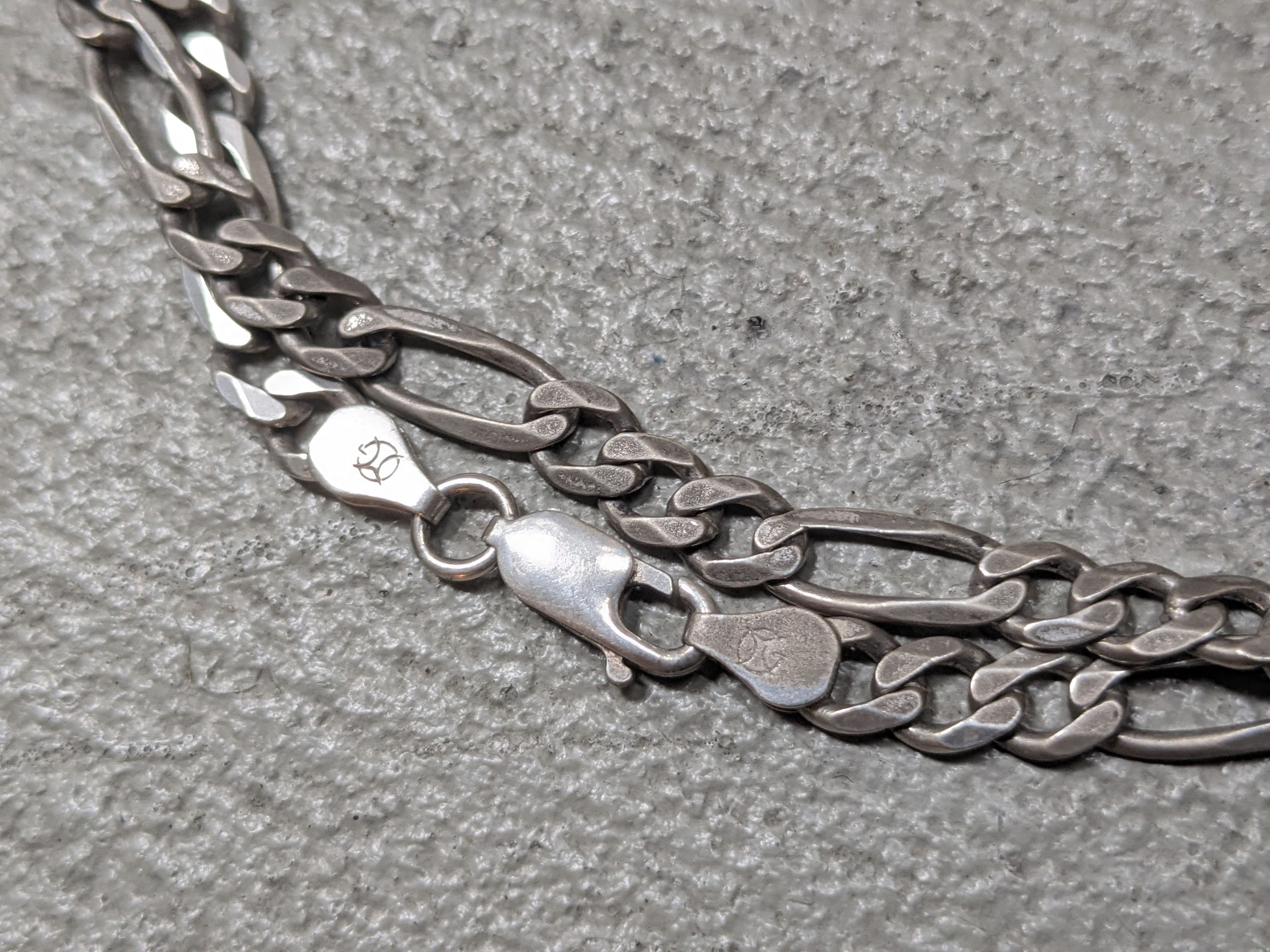 Jewelry Vintage Sterling Silver Necklace Figaro Italy 24" 90s Y2K Size ONE SIZE - 3 Thumbnail