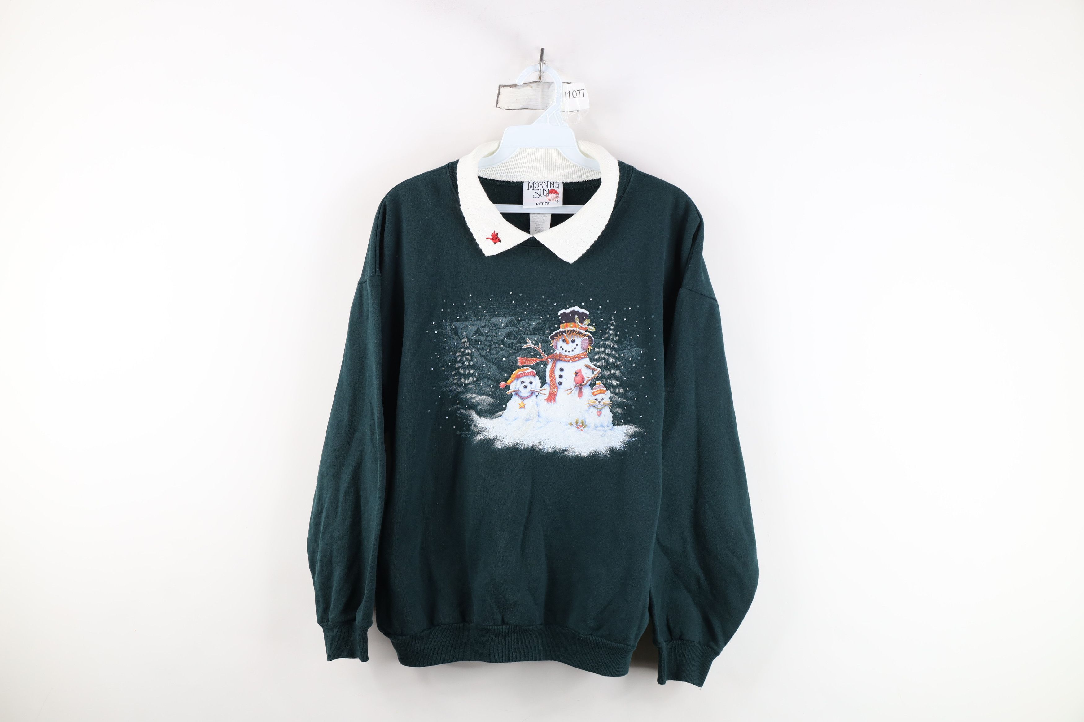 Vintage Vintage 90s Streetwear Christmas Dog Cat Snowman Sweatshirt Size M / US 6-8 / IT 42-44 - 1 Thumbnail