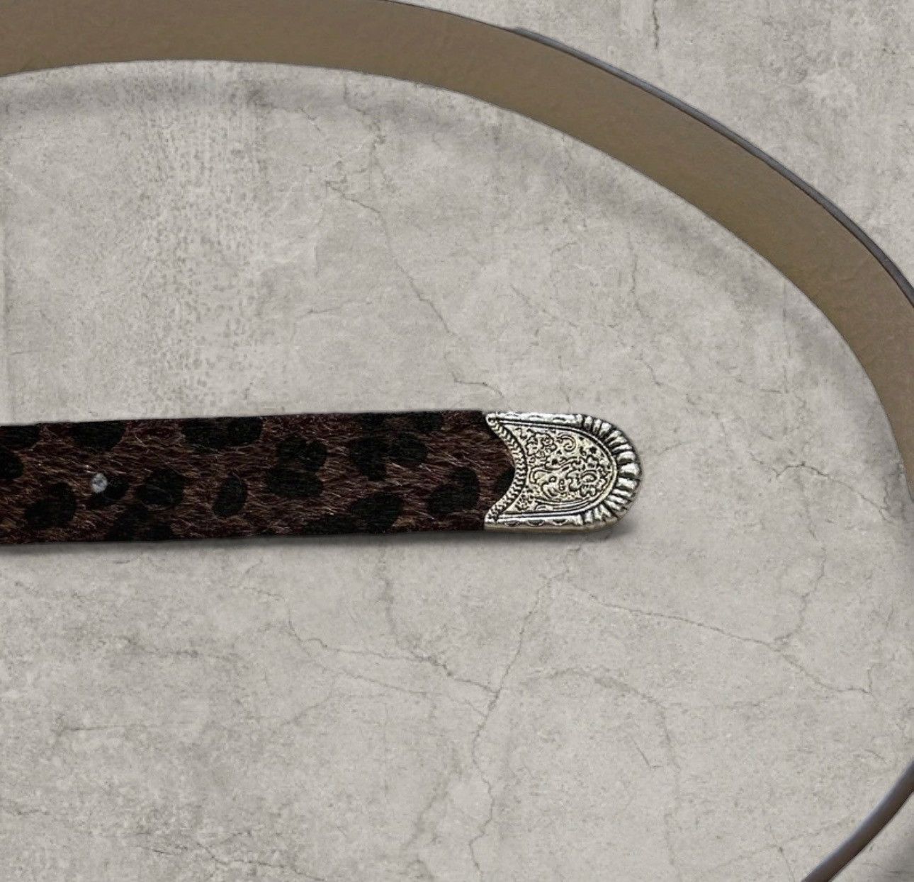 Japanese Brand Vintage style Western belt, leopard print, silver. One size Size ONE SIZE - 5 Thumbnail