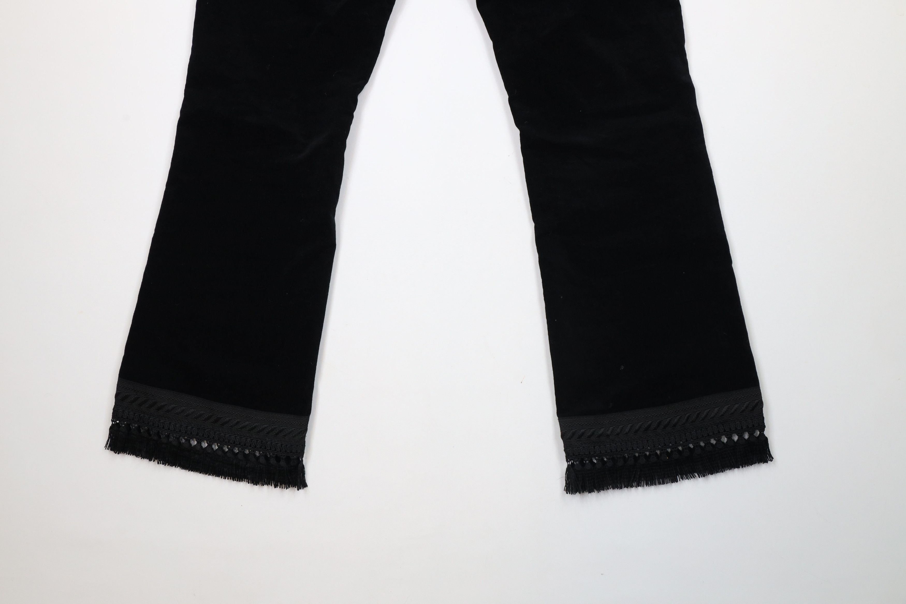 Vintage Vintage Y2K Boho Chic Velour Fringe Wide Leg Pants Black Size 28" / US 6 / IT 42 - 10 Thumbnail