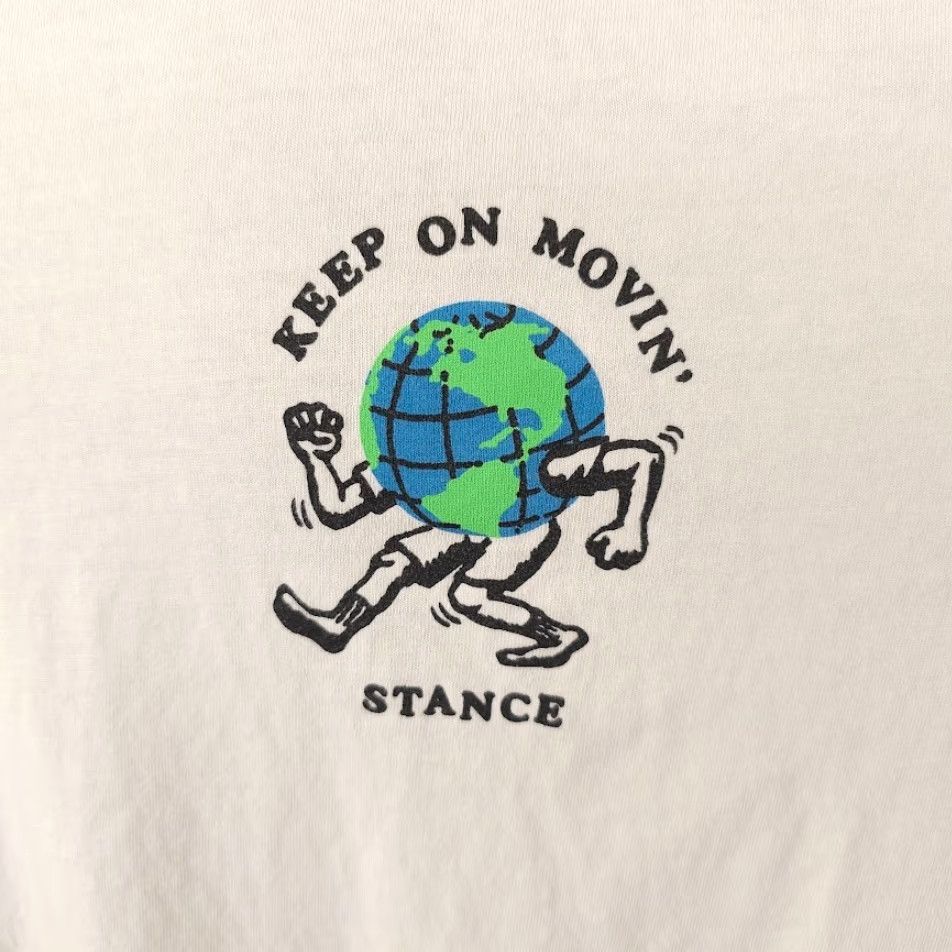 Vintage Stance Earth T Shirt Mens XL White Keep On Movin Globe World Short Sleeve Crew Neck T-Shirt Mens Stance White Earth Day Size US XL / EU 56 / 4 - 3 Thumbnail