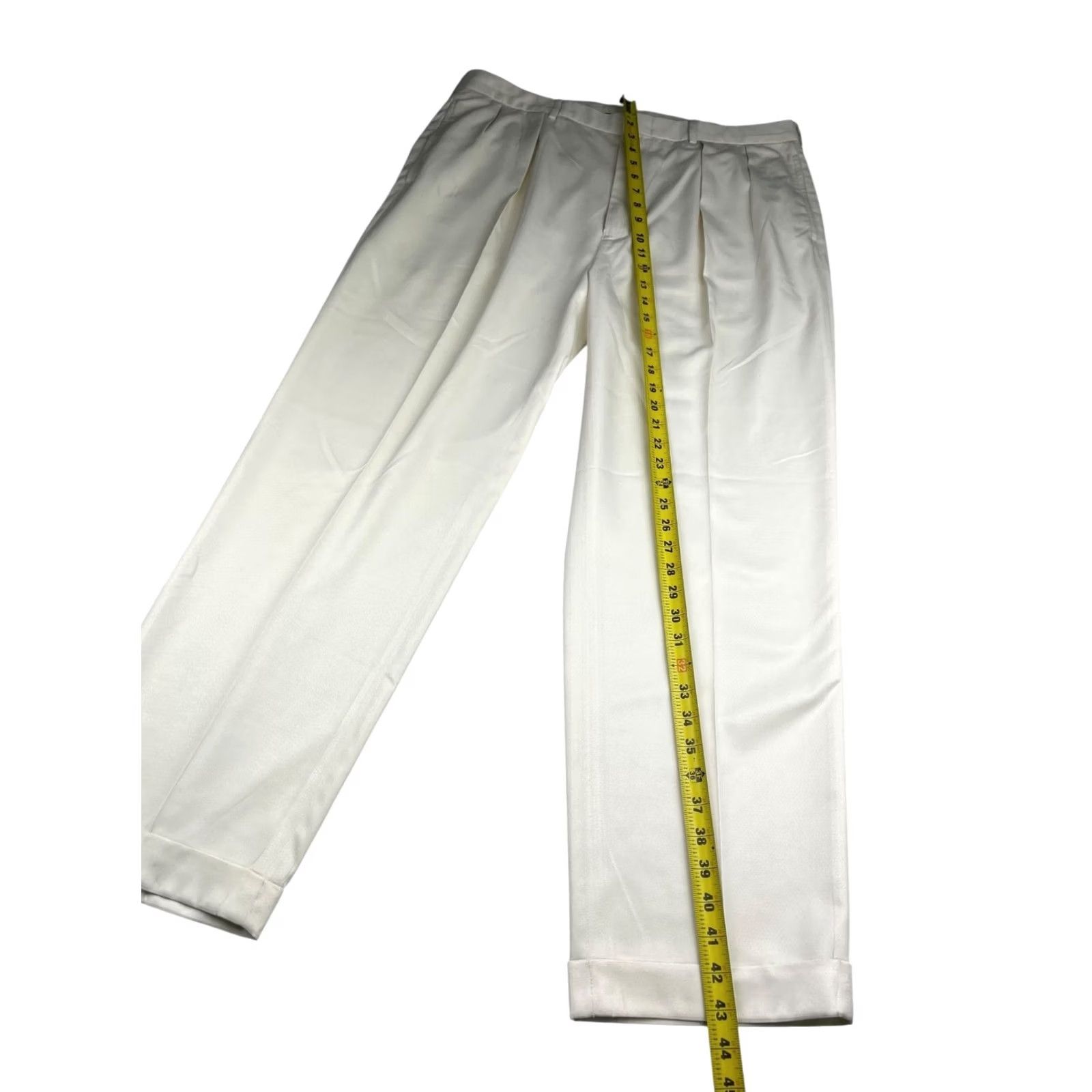 Polo Ralph Lauren VINTAGE Polo Ralph Lauren Men's Dress Pants Light Yellow Pleated Cuffed 38x32 Polyester Sl# 38in Inseam 32in Mens Pants Size US M / EU 48-50 / 2 - 7 Thumbnail