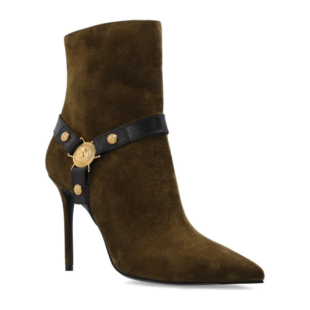 Balmain o1s1wg110126 105mm Pointed Suede Ankle Boots in Green Size US 6 / IT 36 - 2 Thumbnail