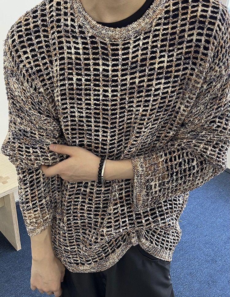 Japanese Brand × Vintage Outdoor retro crochet gradient knit sweater shirt knitwear Size US M / EU 48-50 / 2 - 1 Thumbnail