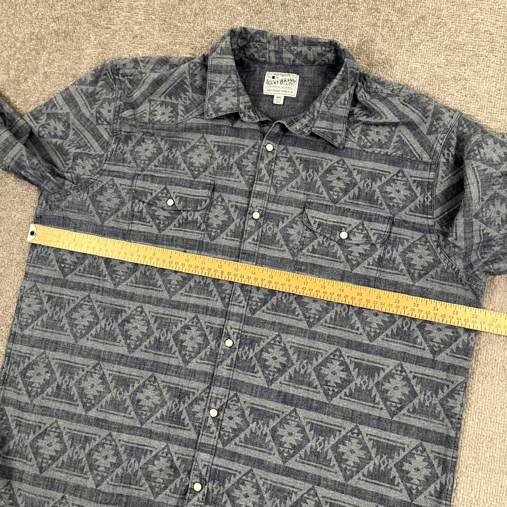Lucky Brand Lucky Brand Shirt Mens 2XL Blue Southwestern Pearl Snap Cowboy Stretch Geometric Button-Up Casual Western Dress/Workwear Size US XXL / EU 58 / 5 - 5 Thumbnail