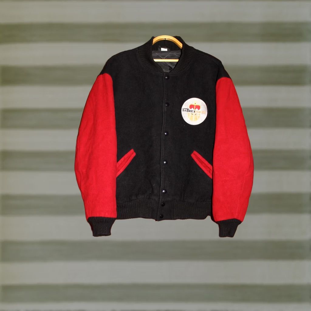 Vintage VINTAGE Orli Bomber Jacket Mens XL Black Red Wool 68cm 69cm 78cm Size US XL / EU 56 / 4 - 1 Thumbnail