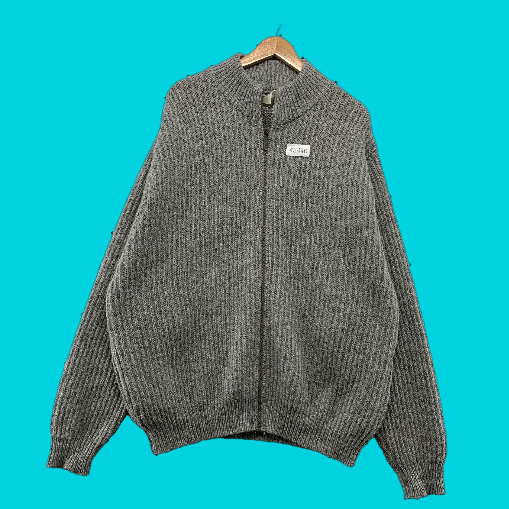 Vintage VINTAGE LLBean Gray Wool Knit Zip-Up Sweater Jacket Mens XLT Tall M Made in USA Cardigan 3 Season Winter Fall Spring Mens Size US XL / EU 56 / 4 - 1 Thumbnail
